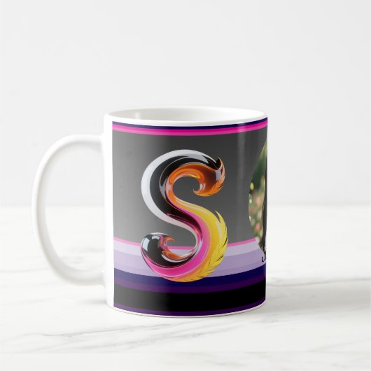 Abstract Fluid Letter S Neon Feather Kaffeetasse (Links)