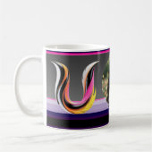 Abstract Fluid Letter U Neon Feather Kaffeetasse (Links)