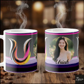 Abstract Fluid Letter U Neon Feather Kaffeetasse