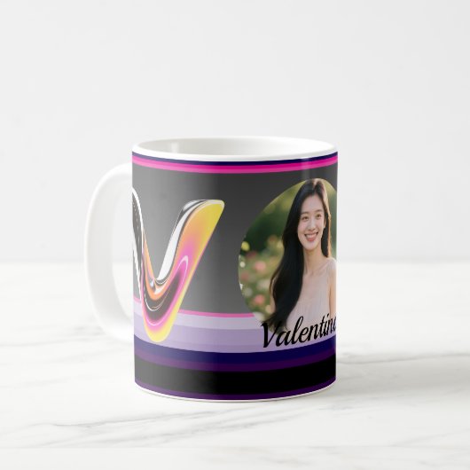 Abstract Fluid Letter V Glossy Neon Kaffeetasse (Vorderseite Links)