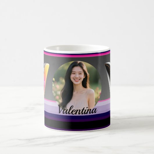 Abstract Fluid Letter V Glossy Neon Kaffeetasse (Mittel)