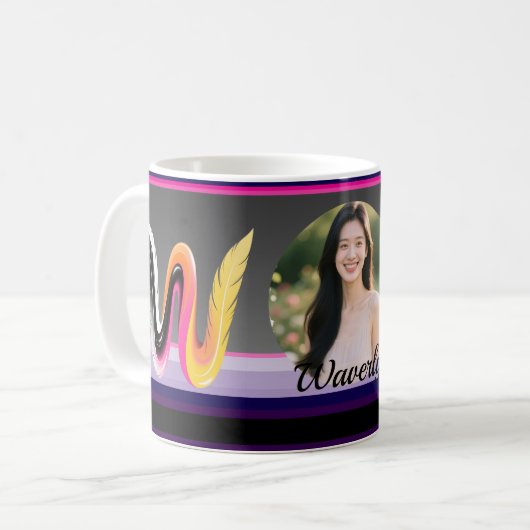 Abstract Fluid Letter W Neon Feather Kaffeetasse (Vorderseite Links)