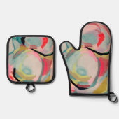 Abstract Fluro Acrylic Painting   Ofenhandschuh & Topflappen-Set (Vorderseite)