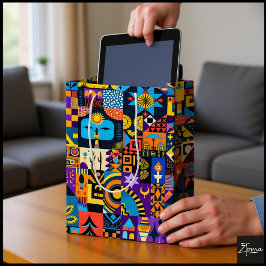 Abstract Folk Art Geometric Quilt Mosaic Mittlere Geschenktüte