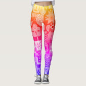 Abstract Folk Art Rainbow Gradient Quilt Leggings (Vorderseite)