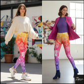 Abstract Folk Art Rainbow Gradient Quilt Leggings