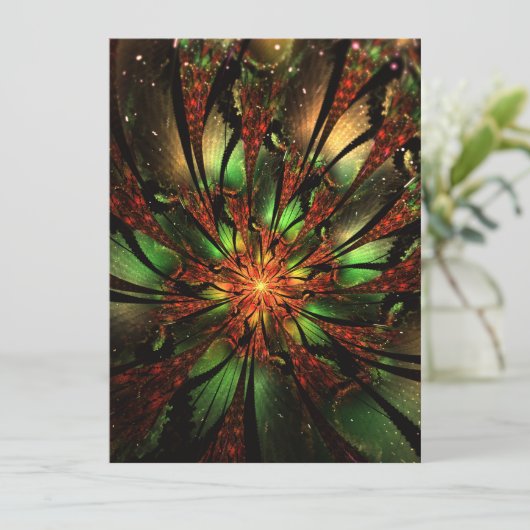 Abstract fractal flower design.  einladung (Stehend Vorderseite)