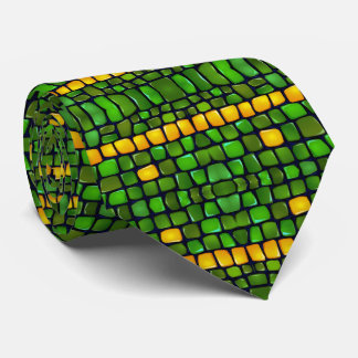 Abstract Fun Green Yellow Black Corn Peas Pattern Krawatte