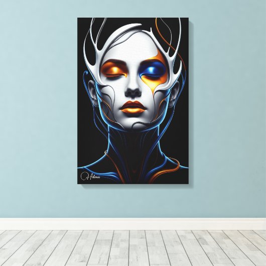 Abstract Futuristic Woman Portrait Canvas Art Leinwanddruck (Insitu (Holzboden))