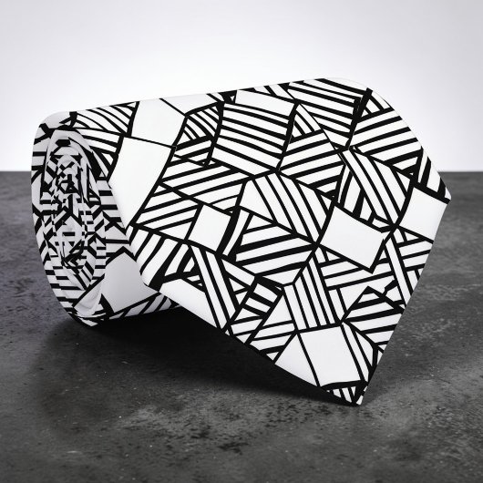 Abstract Geometric Black & White Custom Necktie Krawatte