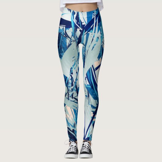 Abstract geometric blue camo leggings (Vorderseite)