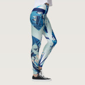 Abstract geometric blue camo leggings (Rechts)