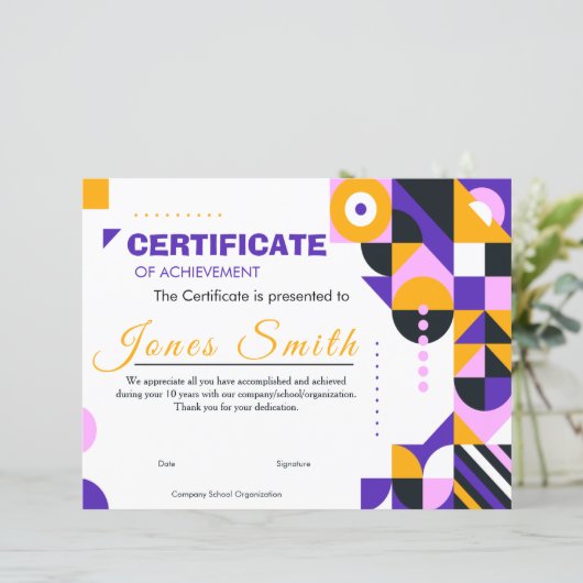 Abstract Geometric Certificate of Achievement Mode (Stehend Vorderseite)