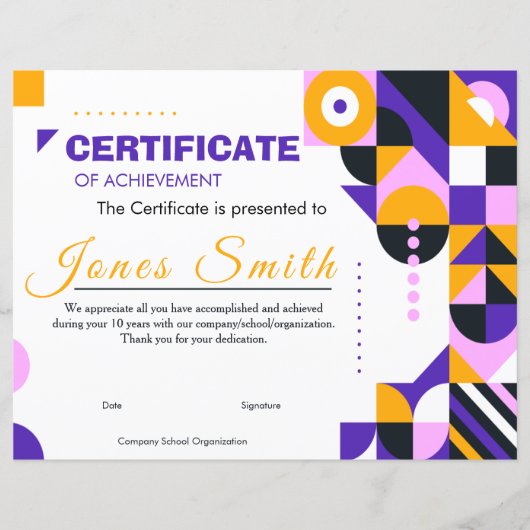 Abstract Geometric Certificate of Achievement Mode (Vorderseite)