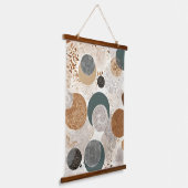 Abstract Geometric Circle Pattern Neutral Boho 384 Wandteppich Mit Holzrahmen (Gewinkelt)