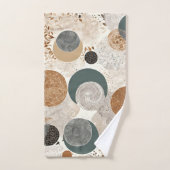 Abstract Geometric Circle Pattern Neutral Boho Badhandtuch Set (Handtuch)