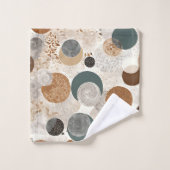 Abstract Geometric Circle Pattern Neutral Boho Badhandtuch Set (Waschlappen)