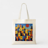Abstract Geometric Cityscape Colorful Modern Art  Tragetasche (Rückseite)