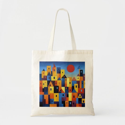 Abstract Geometric Cityscape Colorful Modern Art  Tragetasche (Vorne)