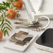 Abstract Geometric Composition in Earthy Tones Schlüsselanhänger (Vorderseite rechts)