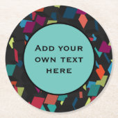 Abstract Geometric Cube Pattern Custom Text Round Runder Pappuntersetzer (Vorderseite)