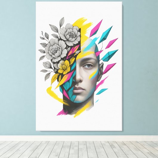 Abstract Geometric Face Modern Wall Art Leinwanddruck (Insitu (Holzboden))