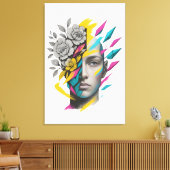 Abstract Geometric Face Modern Wall Art Leinwanddruck (Insitu (Wohnzimmer))