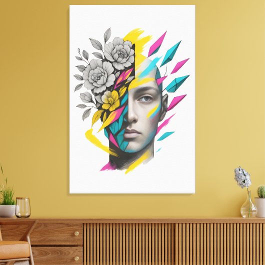 Abstract Geometric Face Modern Wall Art Leinwanddruck (Insitu (Wohnzimmer))