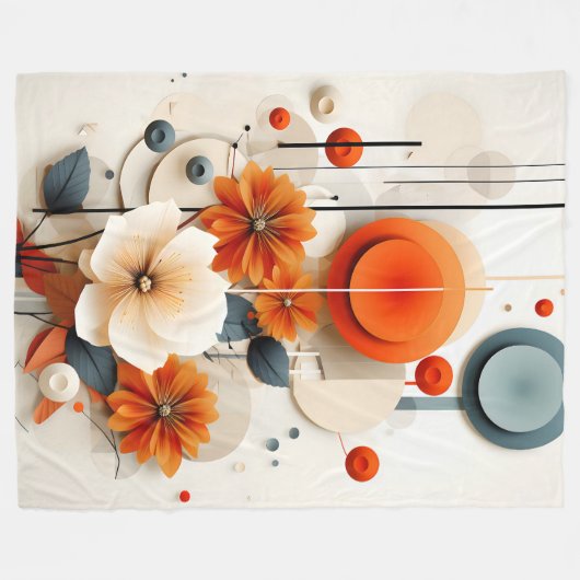 Abstract Geometric Floral Fleecedecke (Vorderseite (Horizontal))