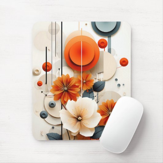 Abstract Geometric Floral Mousepad (Mit Mouse)