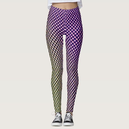 Abstract Geometric Gradient Checker Pattern 1278 Leggings (Vorderseite)