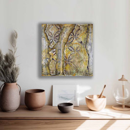Abstract Geometric Grey & Yellow   Leinwanddruck
