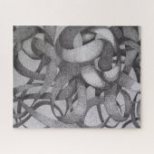Abstract Geometric Monochrome Black White Ribbons Puzzle (Horizontal)