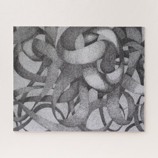 Abstract Geometric Monochrome Black White Ribbons Puzzle (Horizontal)