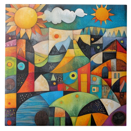 Abstract Geometric Painting Fliese (Vorderseite)