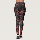 Abstract Geometric Pattern | Black and Red Leggings (Rückseite)