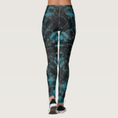 Abstract Geometric Pattern | Black and Teal Leggings (Rückseite)