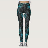 Abstract Geometric Pattern | Black and Teal Leggings (Vorderseite)