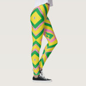 Abstract Geometric Pattern | Green, Yellow & Pink Leggings (Rechts)