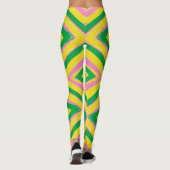 Abstract Geometric Pattern | Green, Yellow & Pink Leggings (Rückseite)