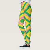 Abstract Geometric Pattern | Green, Yellow & Pink Leggings (Links)