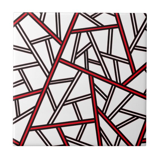 Abstract geometric pattern - red, black and white. fliese (Vorderseite)