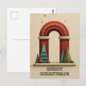 Abstract Geometric Scene with Christmas Trees Postkarte (Vorne/Hinten)