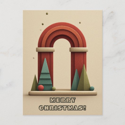 Abstract Geometric Scene with Christmas Trees Postkarte (Vorderseite)