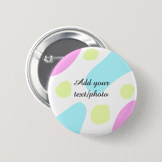 Abstract geometric shapes pastel add name photo ba button (Vorne & Hinten)