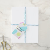 Abstract geometric shapes pastel add name photo ba geschenkanhänger (Mit Garn)