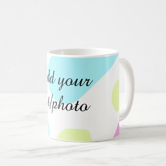 Abstract geometric shapes pastel add name photo ba kaffeetasse (VorderseiteRechts)