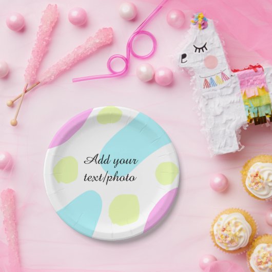 Abstract geometric shapes pastel add name photo ba pappteller (Party)