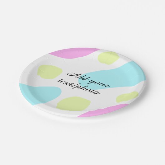 Abstract geometric shapes pastel add name photo ba pappteller (Schrägansicht)