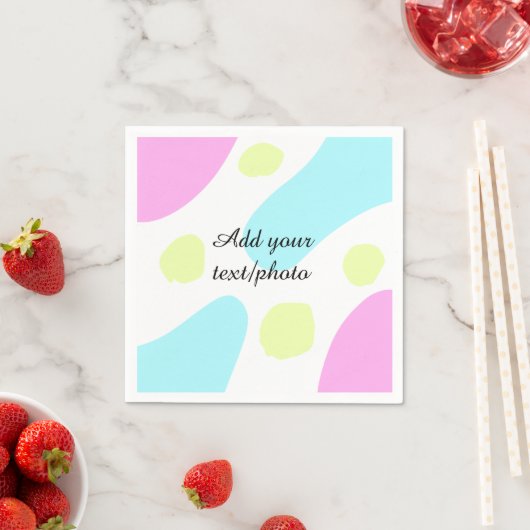 Abstract geometric shapes pastel add name photo ba serviette (Beispiel)